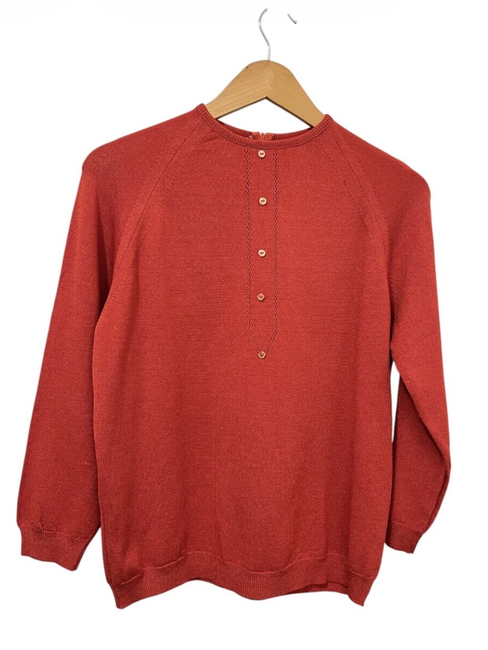 Vintage Carlyle Faux Button Front Crewneck Sweater